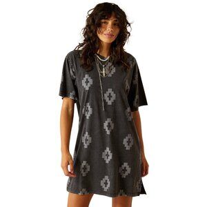 ARIAT Distressed Black Cotton Isela Tee Dress Women's Size Medium